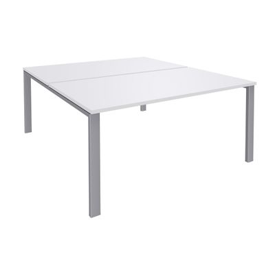 0404000121596-Bureau Bench IRIS - L120 cm - Plan de départ - Pieds aluminium - plateau Blanc perle--0