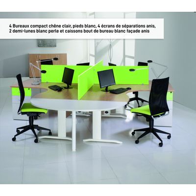 2012348121918-Bureau compact à gauche IDRA - L160 cm - Pieds blanc - Plateau imitation Hêtre (Pieds de renfort obligatoire à rajou--4