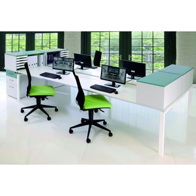 0404000121657-Bureau Bench IRIS - L120 cm - Plan de départ - Pieds aluminium - plateau imitation Chêne gris--3