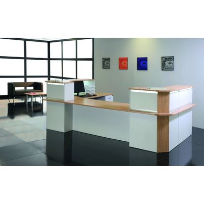 3253310151246-Banque d'accueil LUMINA - avec réhausse - L80 x H115 x P80 cm - Bande translucide Blanche - Finition c--1