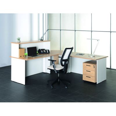 3253310151246-Banque d'accueil LUMINA - avec réhausse - L80 x H115 x P80 cm - Bande translucide Blanche - Finition c--2