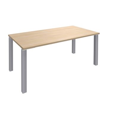 3253310148567-Bureau droit EXPRIM - L140 cm - Plateau imitation Chêne clair - Pieds alu--0