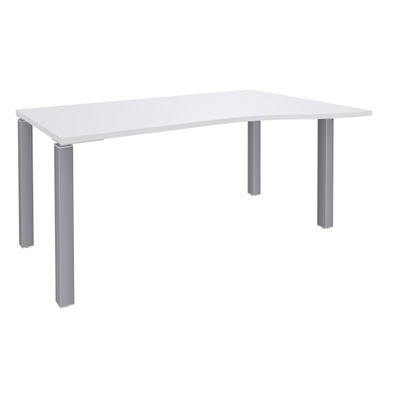 3253310164994-Bureau Vague EXPRIM - L160 cm - Retour droite - Plateau Blanc perle - Pieds alu--0