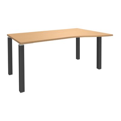 3253310164642-Bureau Vague EXPRIM - L140 cm - Retour droite - Plateau imitation Hêtre - Pieds carbone--0
