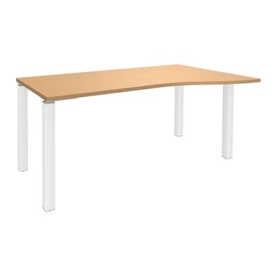 3253310164628-Bureau Vague EXPRIM - L140 cm - Retour droite - Plateau imitation Hêtre - Pieds blanc--0