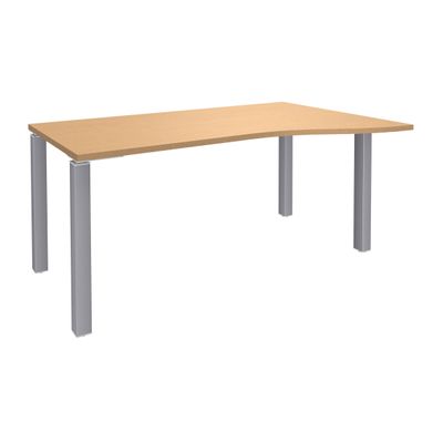 3253310164635-Bureau Vague EXPRIM - L140 cm - Retour droite - Plateau imitation Hêtre - Pieds alu--0