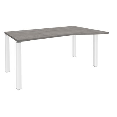 3253310165045-Bureau Vague EXPRIM - L160 cm - Retour droite - Plateau imitation Chêne gris - Pieds blanc--0