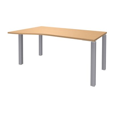 3253310165083-Bureau Vague EXPRIM - L160 cm - Retour gauche - Plateau imitation Hêtre - Pieds alu--0