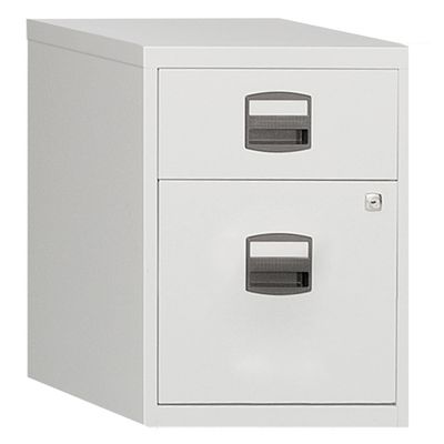 3700339851409-Caisson mobile métallique monobloc - H52 x L41 x P40 cm - 2 tiroirs - blanc--0