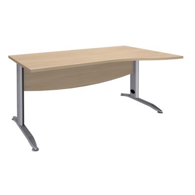 3253310150713-Bureau droit IDRA - Vague à droite - L140 cm - Pieds alu - plateau imitation Chêne--0