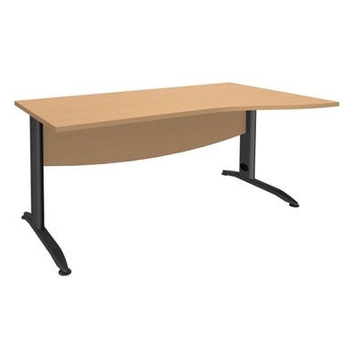 3253310149830-Bureau droit IDRA - Vague à droite - L140 cm - Pieds anthracite - Plateau imitation Hêtre--0