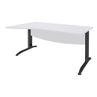 3253310150584-Bureau droit IDRA - Vague à gauche - L160 cm - Pieds anthracite - plateau Blanc--0