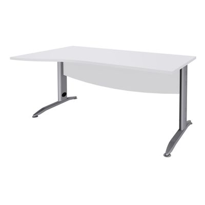 3253310150508-Bureau droit IDRA - Vague à gauche - L160 cm - Pieds alu - plateau Blanc--0