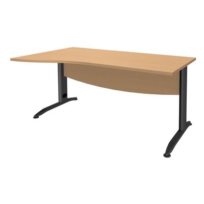 3253310149847-Bureau droit IDRA - Vague à gauche - L140 cm - Pieds anthracite - Plateau imitation Hêtre--0