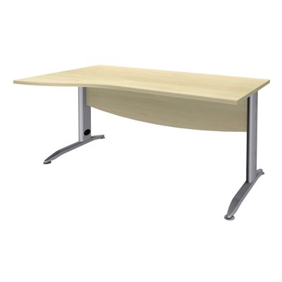 3253310150249-Bureau droit IDRA - Vague à gauche - L140 cm - Pieds alu - plateau imitation Erable--0