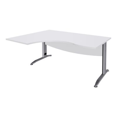2012348121888-Bureau compact à gauche IDRA - L180 cm - Pieds alu - plateau Blanc perle (Pieds de renfort obligatoire à rajou--0