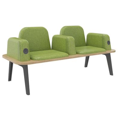 3253310179400-Banquette ILO - 2 places L172xP67cm -  carbone - structure chêne clair - tissu kiwi--0