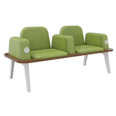 3253310179431-Banquette ILO - 2 places L172xP67cm -  blanc - structure noyer - tissu kiwi--0