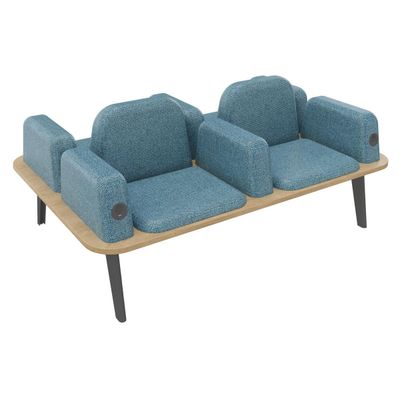 3253310179516-Banquette ILO - 4 places L172xP114cm -  carbone - structure chêne clair - tissu bleu guède--0