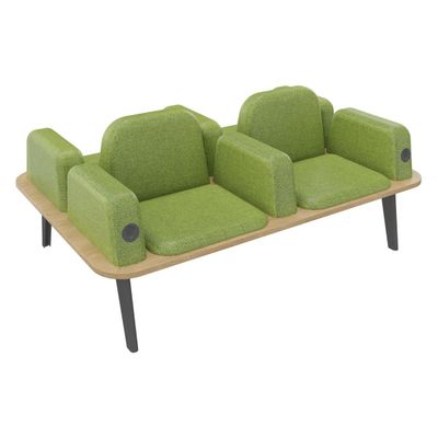3253310179523-Banquette ILO - 4 places L172xP114cm -  carbone - structure chêne clair - tissu kiwi--0