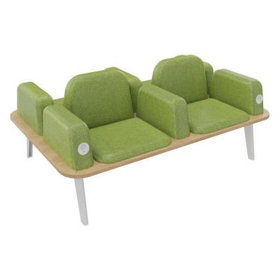 3253310179493-Banquette ILO - 4 places L172xP114cm -  blanc - structure chêne clair - tissu kiwi--0