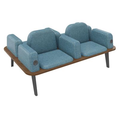 3253310179578-Banquette ILO - 4 places L172xP114cm -  carbone - structure noyer - tissu bleu guède--0