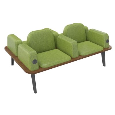 3253310179585-Banquette ILO - 4 places L172xP114cm -  carbone - structure noyer - tissu kiwi--0