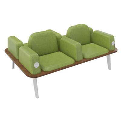 3253310179554-Banquette ILO - 4 places L172xP114cm -  blanc - structure noyer - tissu kiwi--0