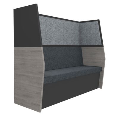 3253310170063-Banquette acoustique IN'TEAM - L170 x H 150 x P170 cm - 3 places - structure chêne gris et carbone - pan--0