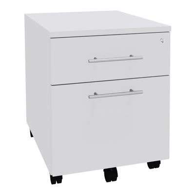 3253310145917-Caisson mobile EXPRIM/LOFTER/LEVEL - L43 x H56 x P60 cm - 2 tiroirs dont 1 DS - Blanc perle--0