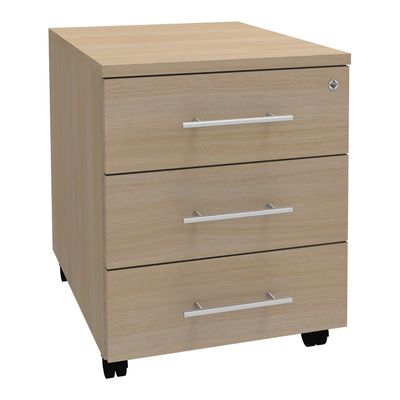 3253310145887-Caisson mobile EXPRIM/LOFTER/LEVEL - L43 x H56 x P60 cm - 3 tiroirs - Imitation Chêne clair--0