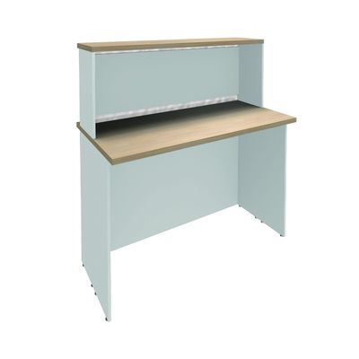 3253310151246-Banque d'accueil LUMINA - avec réhausse - L80 x H115 x P80 cm - Bande translucide Blanche - Finition c--0