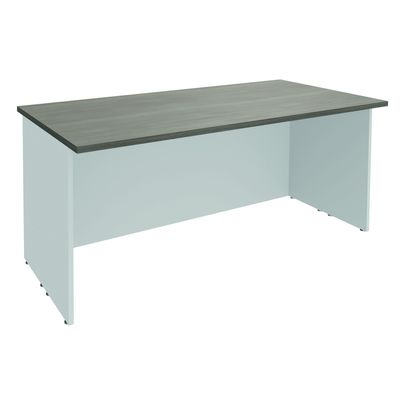 3253310161276-Banque d'accueil LUMINA - sans réhausse - L160 x H75 x P80 cm - Finition chêne gris/blanc--0