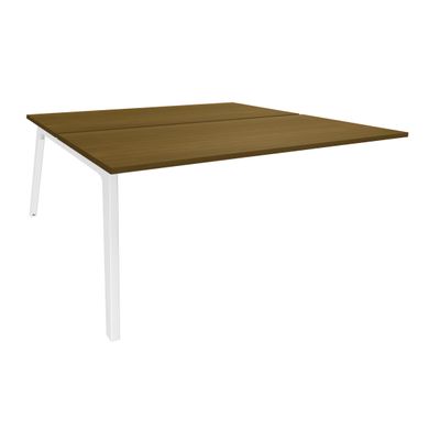 3253310454965-Bureau double STEELY - L120 cm - Double face Suivant - Pieds blanc - plateau imitation noyer--0