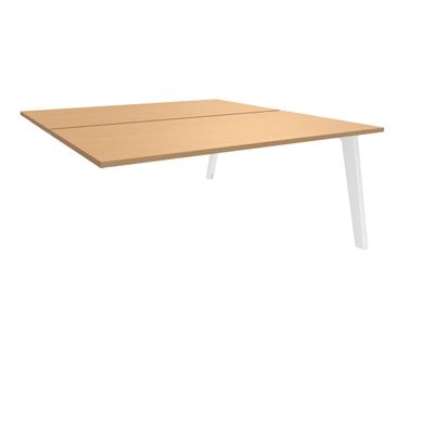 3253310163218-Bureau double STEELY - L180 cm - Double face Suivant - Pieds blanc - plateau imitation Hêtre--0