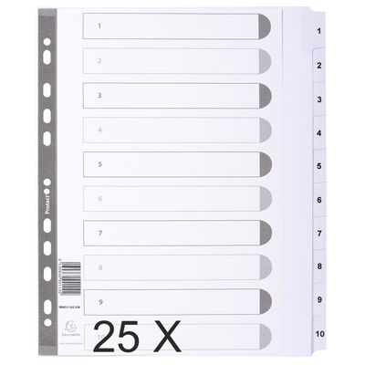 3130632001100-Exacompta - Pack de 25 intercalaires 10 positions numériques - A4 Maxi - blanc - touches plastifiées--0