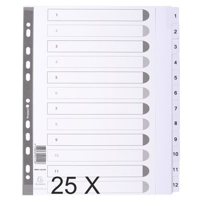 3130632001124-Exacompta - Pack de 25 intercalaires 12 positions numériques - A4 Maxi - blanc - touches plastifiées--0