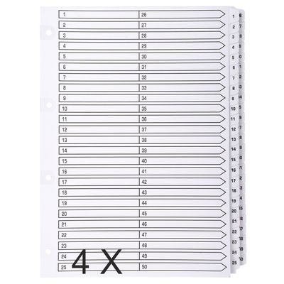 5016196104335-Exacompta - Pack de 4 intercalaires 50 positions numériques - A4 - blanc - touches plastifiées--0
