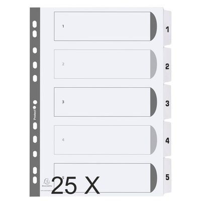 5016196103567-Exacompta - Pack de 25 intercalaires 5 positions numériques - A4 - blanc - touches plastifiées--0