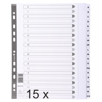 3130632000202-Exacompta - Pack de 15 intercalaires 20 positions alphabétiques - A4 Maxi - blanc - touches plastifié--0