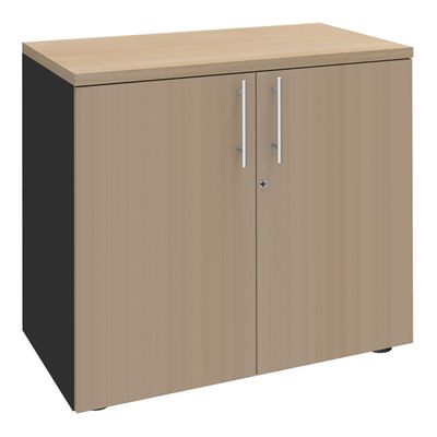 3253310174511-Armoire basse IDRA/DUAL - H72 x L80 x P47 - 2 portes - Corps anthracite - Dessus et portes imitation Ch--0