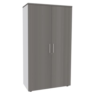 3253310161764-Armoire haute IDRA/DUAL - H180 x L80 x P47 - 2 portes - Corps blanc- Portes et dessus imitation chêne --0