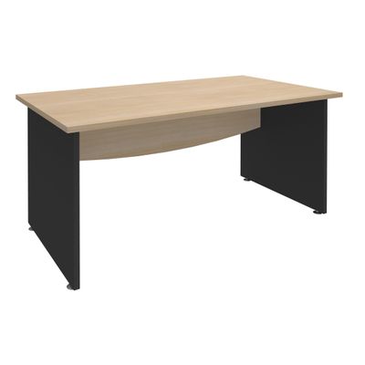 3253310174931-Bureau droit DUAL - L140 - Pieds Anthracite - plateau imitation Chêne clair--0