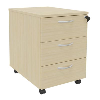 3253310175730-Caisson mobile IDRA/DUAL - L43 x H56 x P60 cm - 3 Tiroirs - Imitation Erable--0
