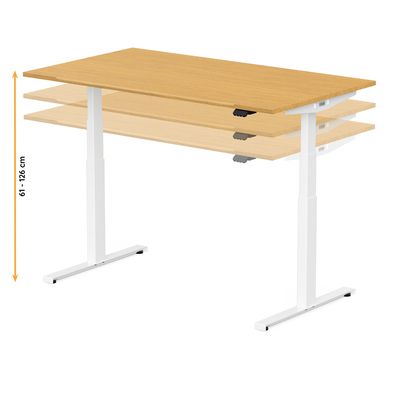 3760350281050-Bureau électrique UGO - L140x80cm - pieds blancs - plateau chêne massif--6