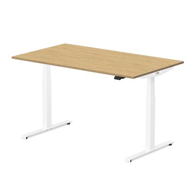 3760350281074-Bureau électrique UGO - L120x70cm - pieds blancs - plateau imitation chêne Stone--1