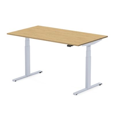 3760350281340-Bureau électrique UGO - L160x80cm - pieds gris - plateau imitation chêne Stone--0