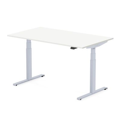 3760350281371-Bureau électrique UGO - L160x80cm - pieds gris - plateau blanc laqué--0