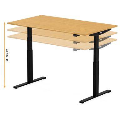 3760350281142-Bureau électrique UGO - L140x80cm - pieds noirs - plateau chêne massif--6