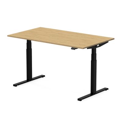 3760350281173-Bureau électrique UGO - L140x80cm - pieds noirs - plateau imitation chêne Stone--2
